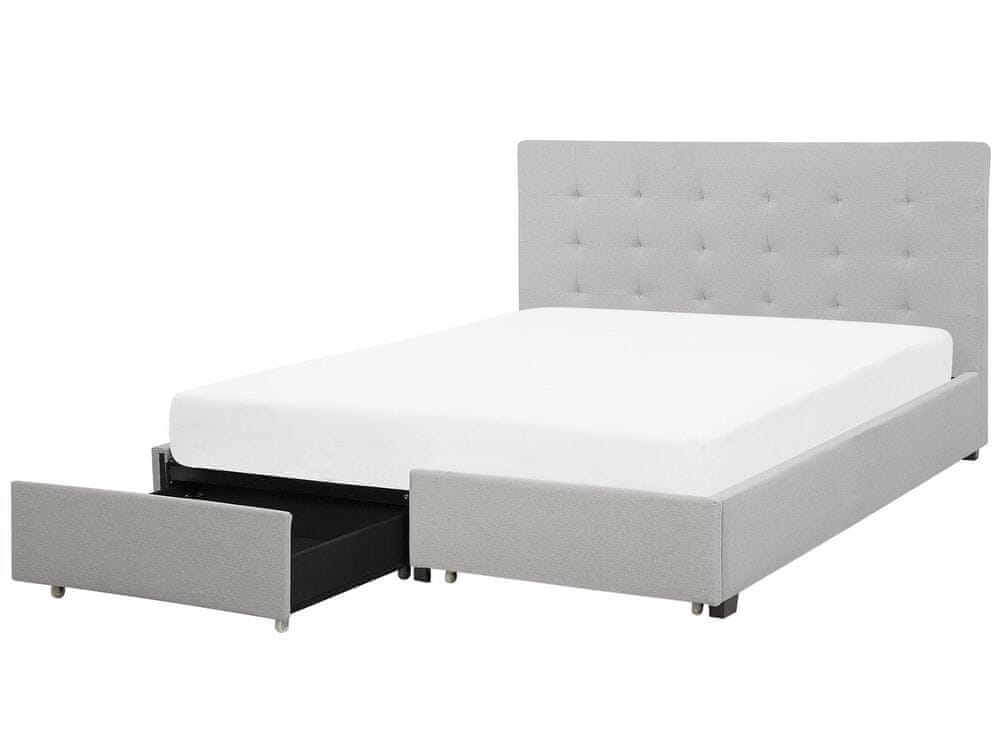 Beliani Čalúnená posteľ s úložným priestorom 180 x 200 cm svetlosivá LA ROCHELLE